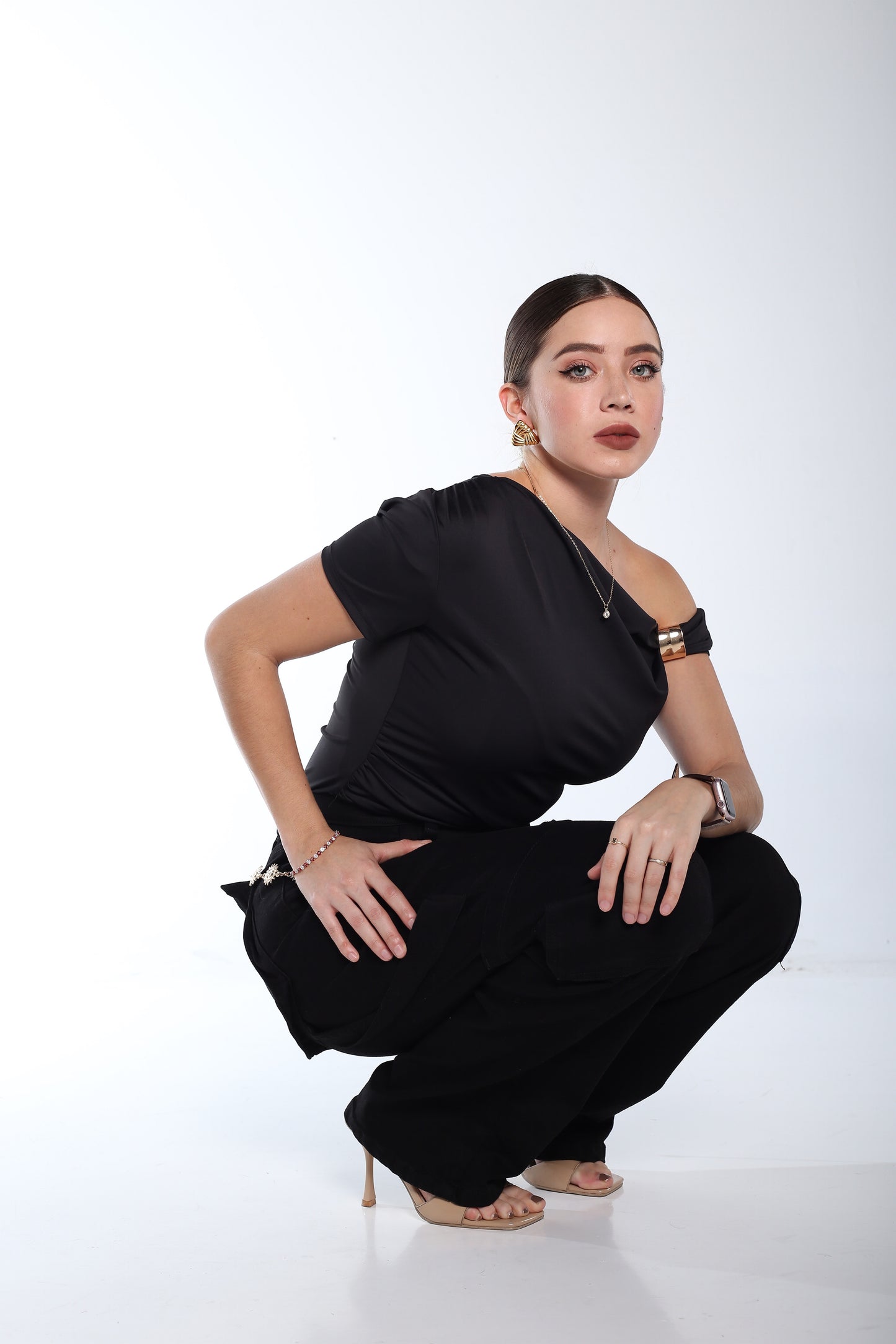 Pantalón strech cargo negro