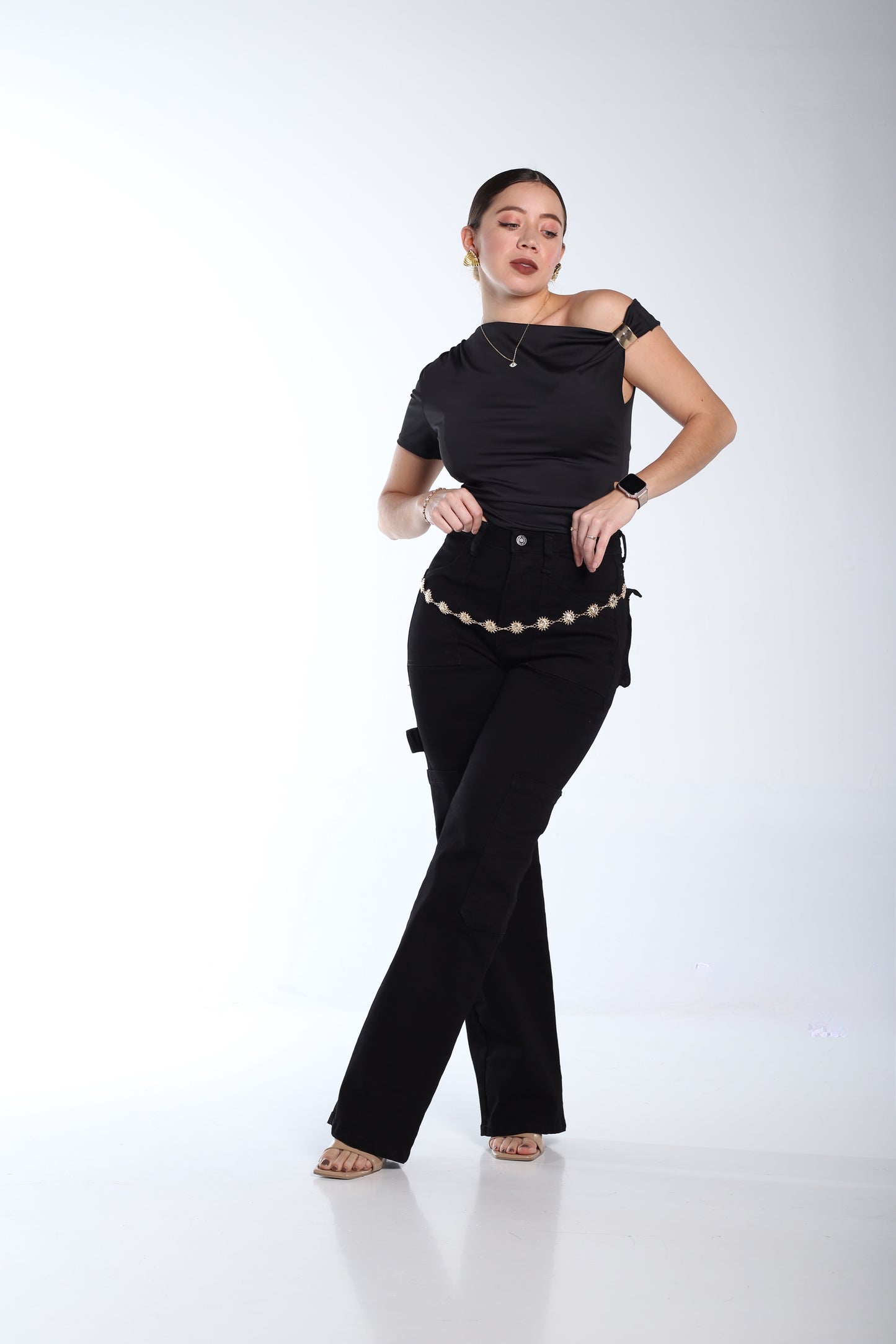 Pantalón strech cargo negro