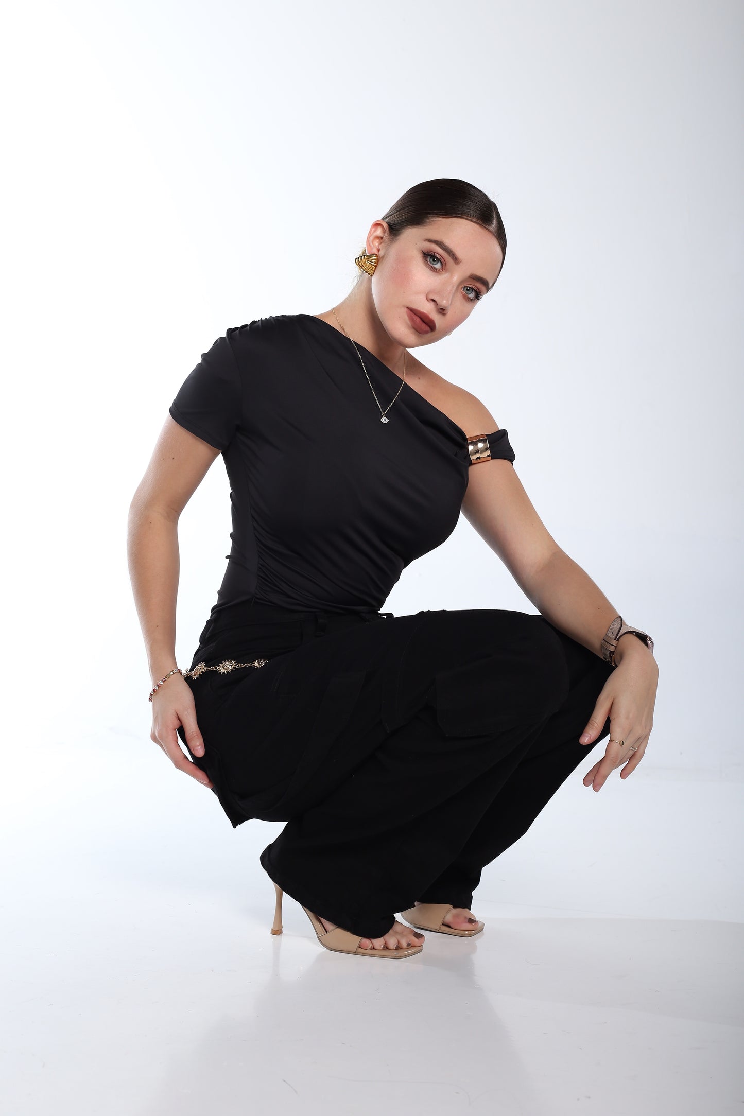 Pantalón strech cargo negro