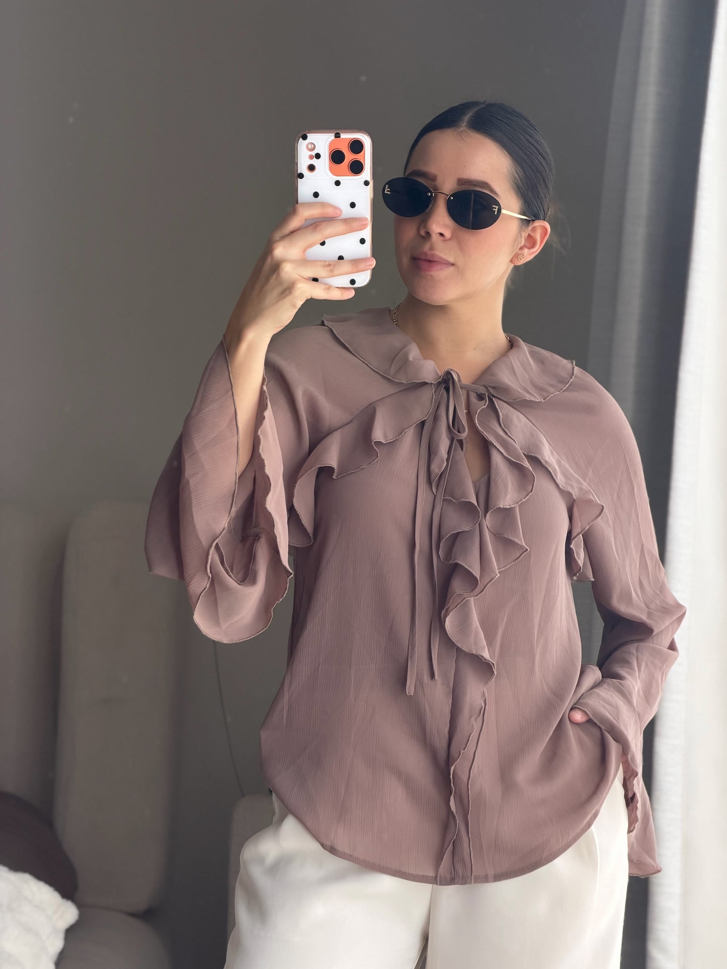 Blusa café olanes