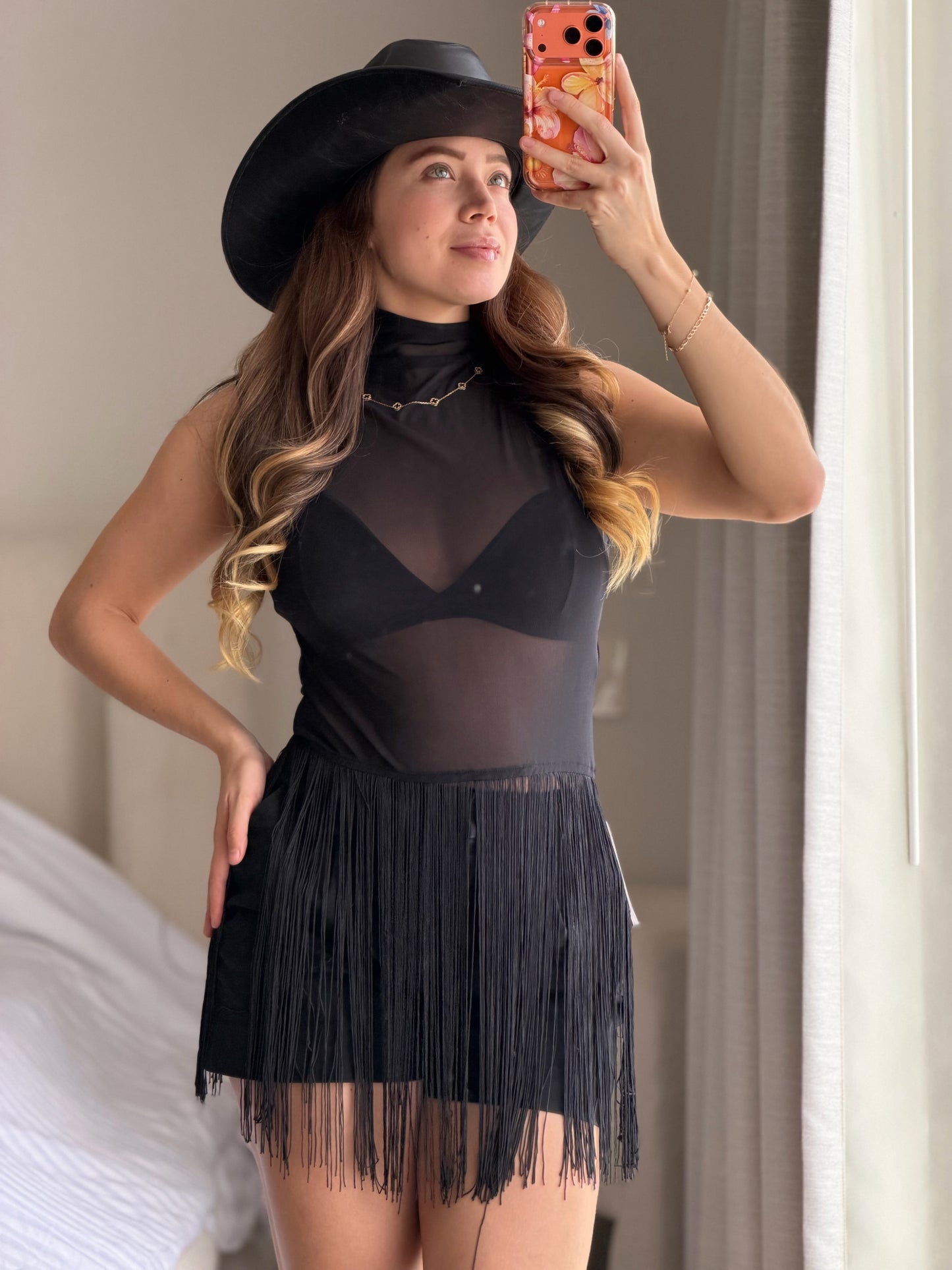 Blusa mesh tiras