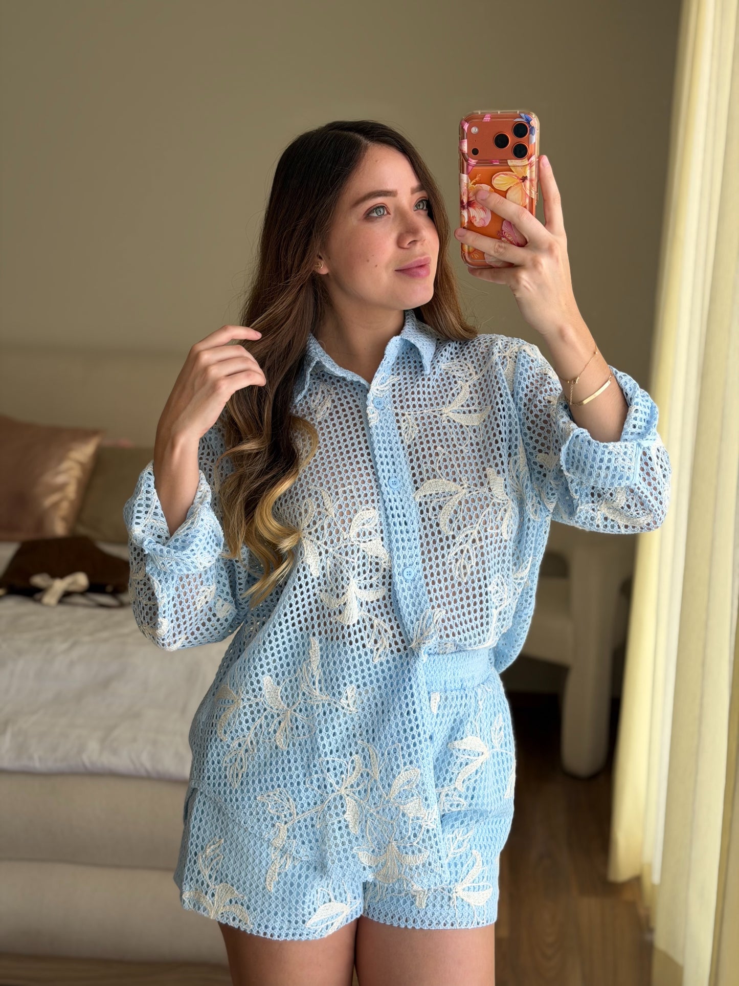 Conjunto azul cielo