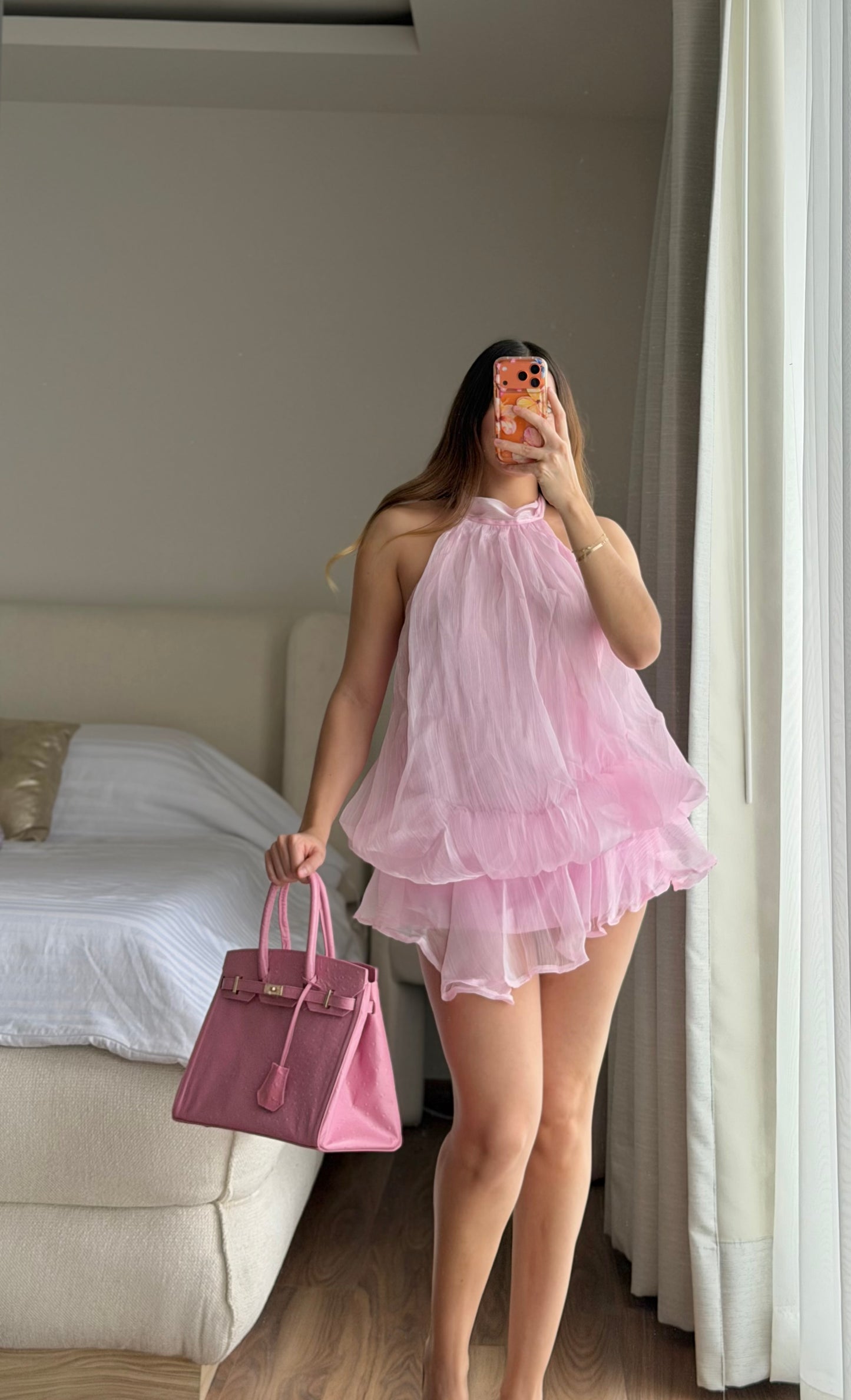 Vestido rosa pastel