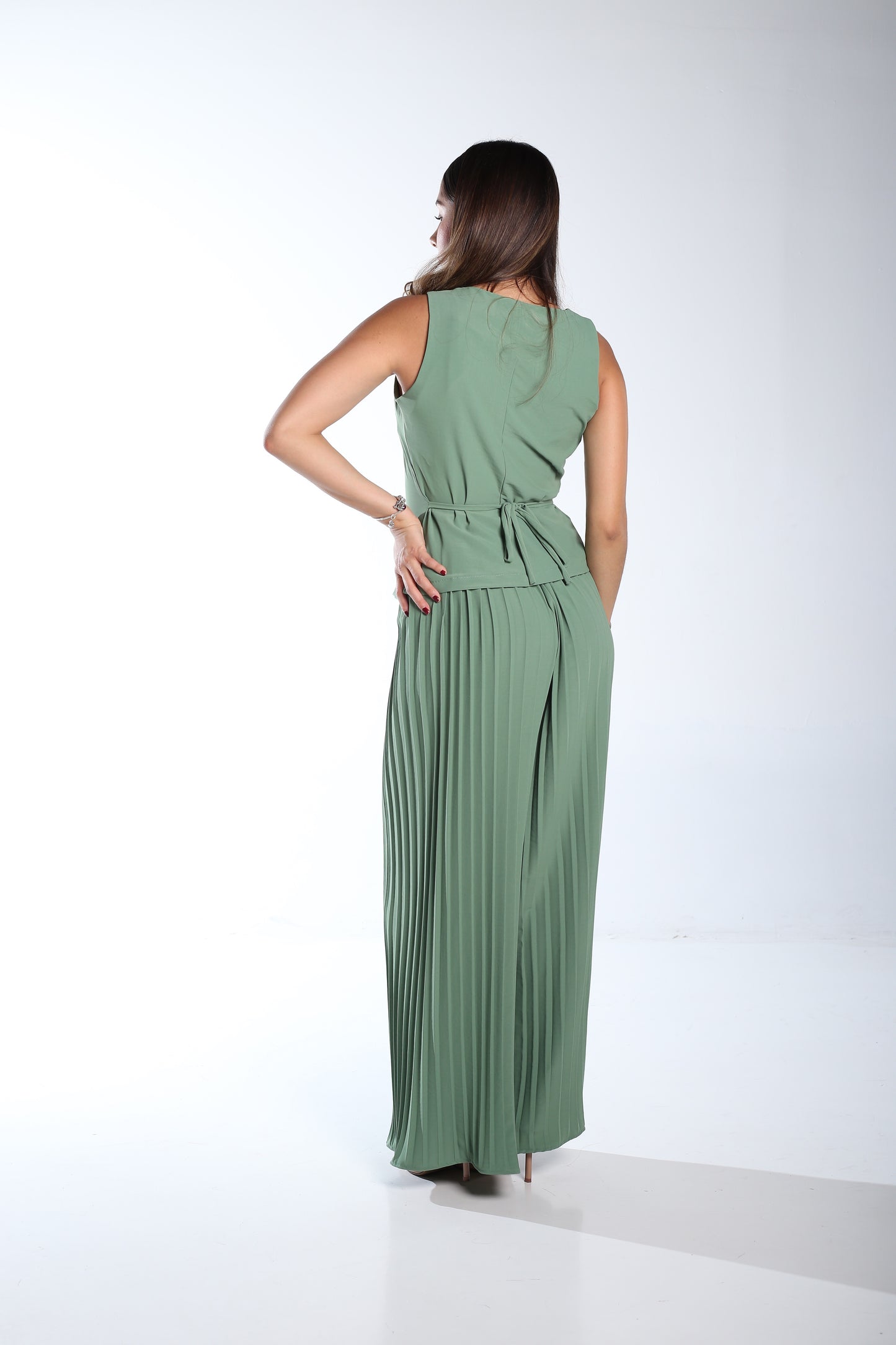 Conjunto verde plisado