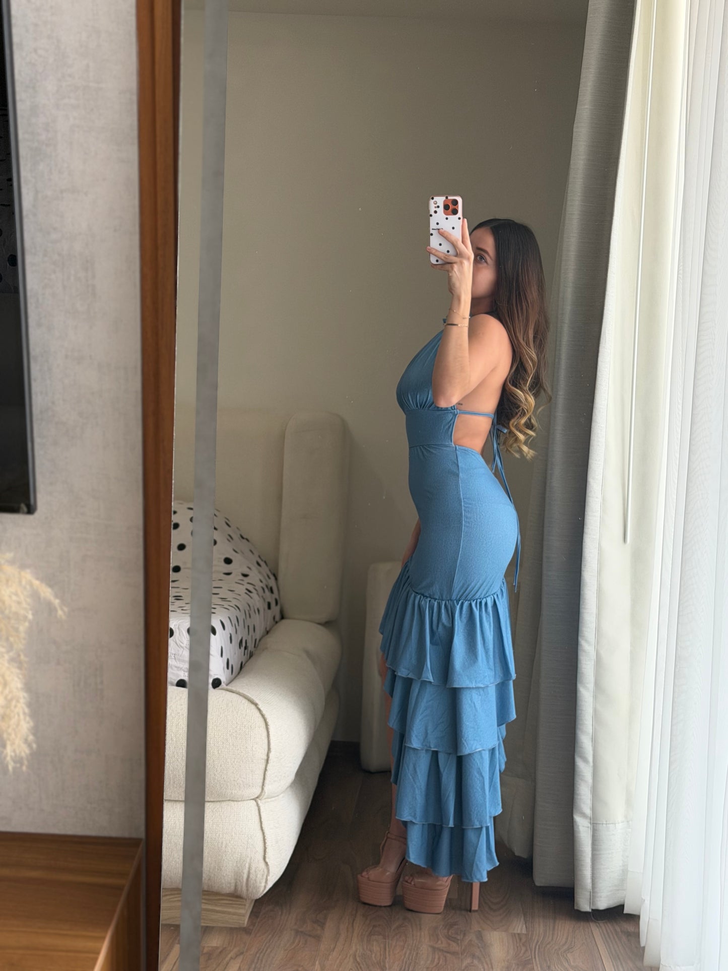 Vestido azul olanes