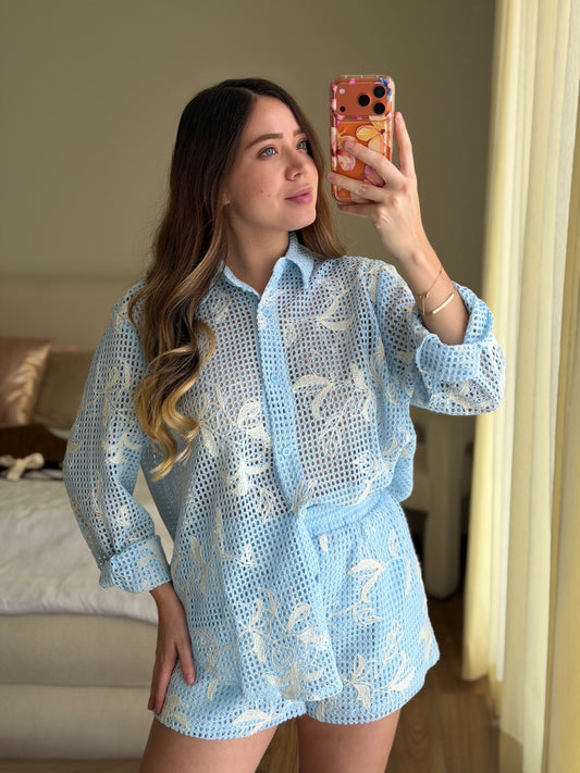 Conjunto azul cielo