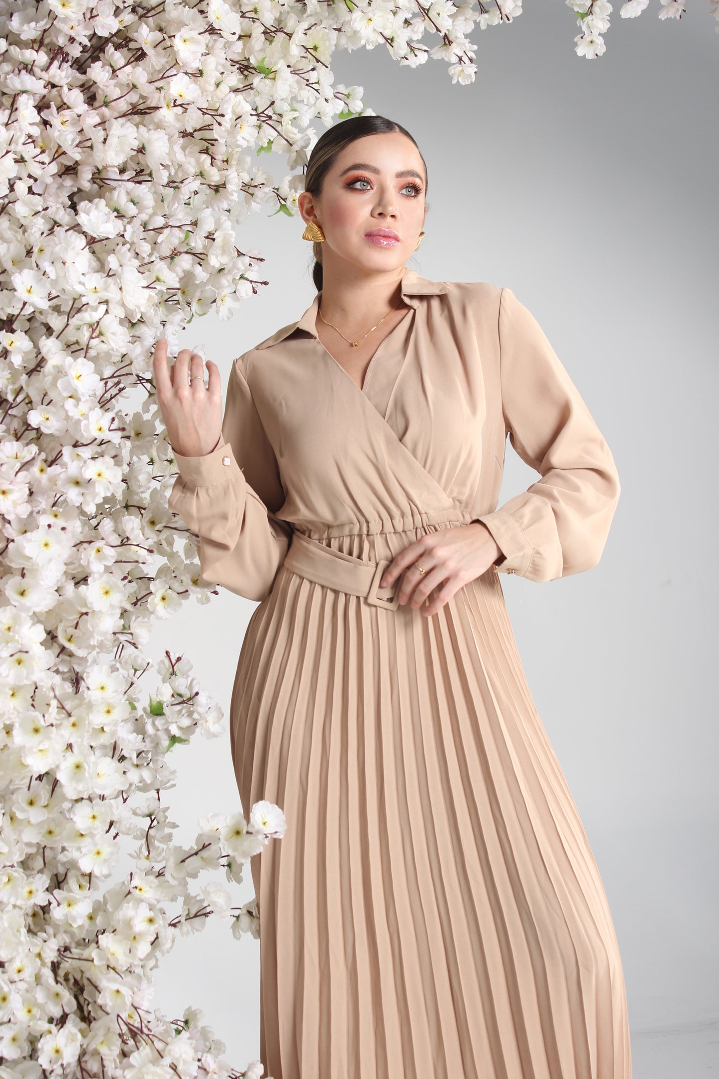 Vestido beige largo