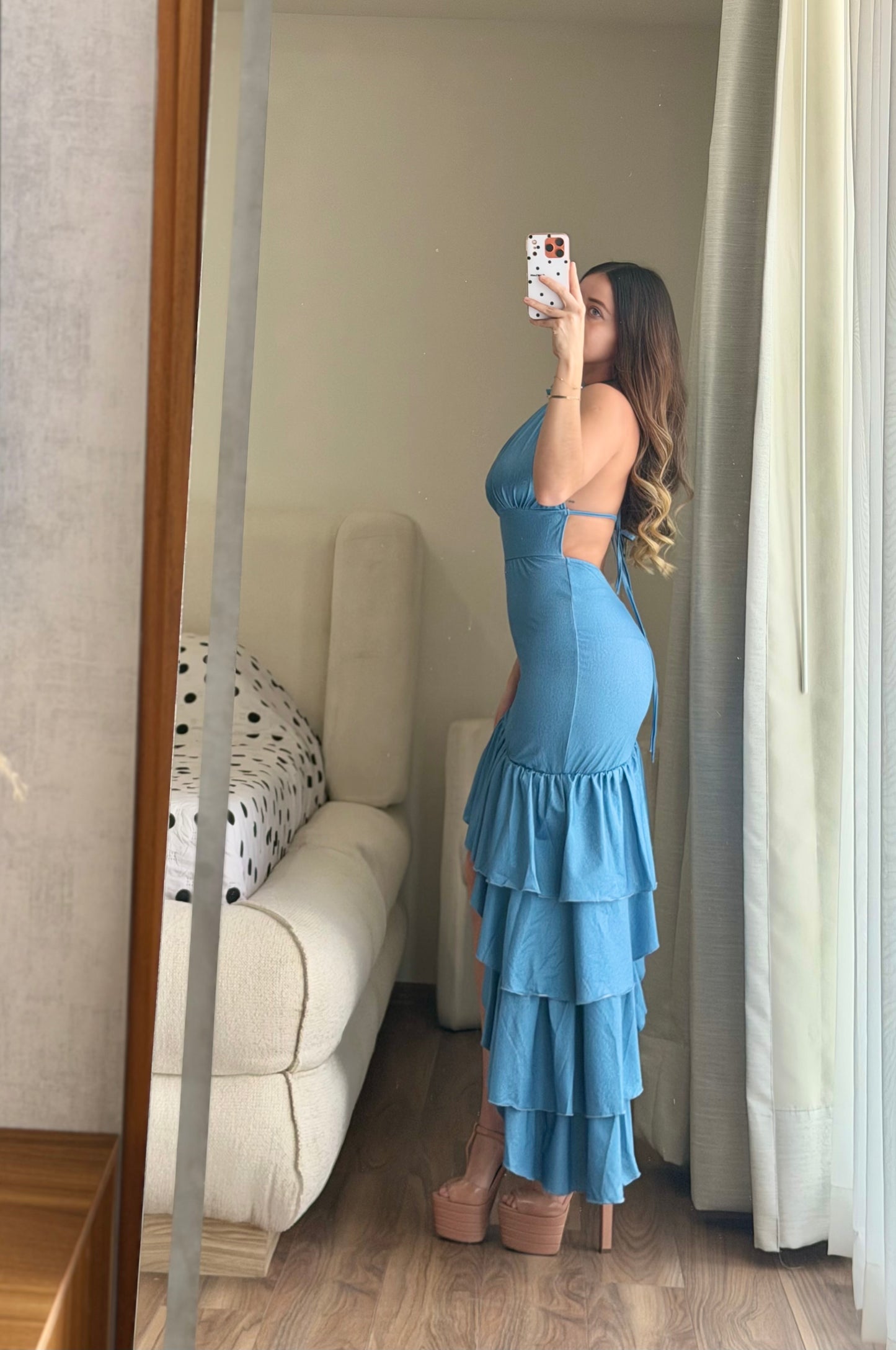 Vestido azul olanes