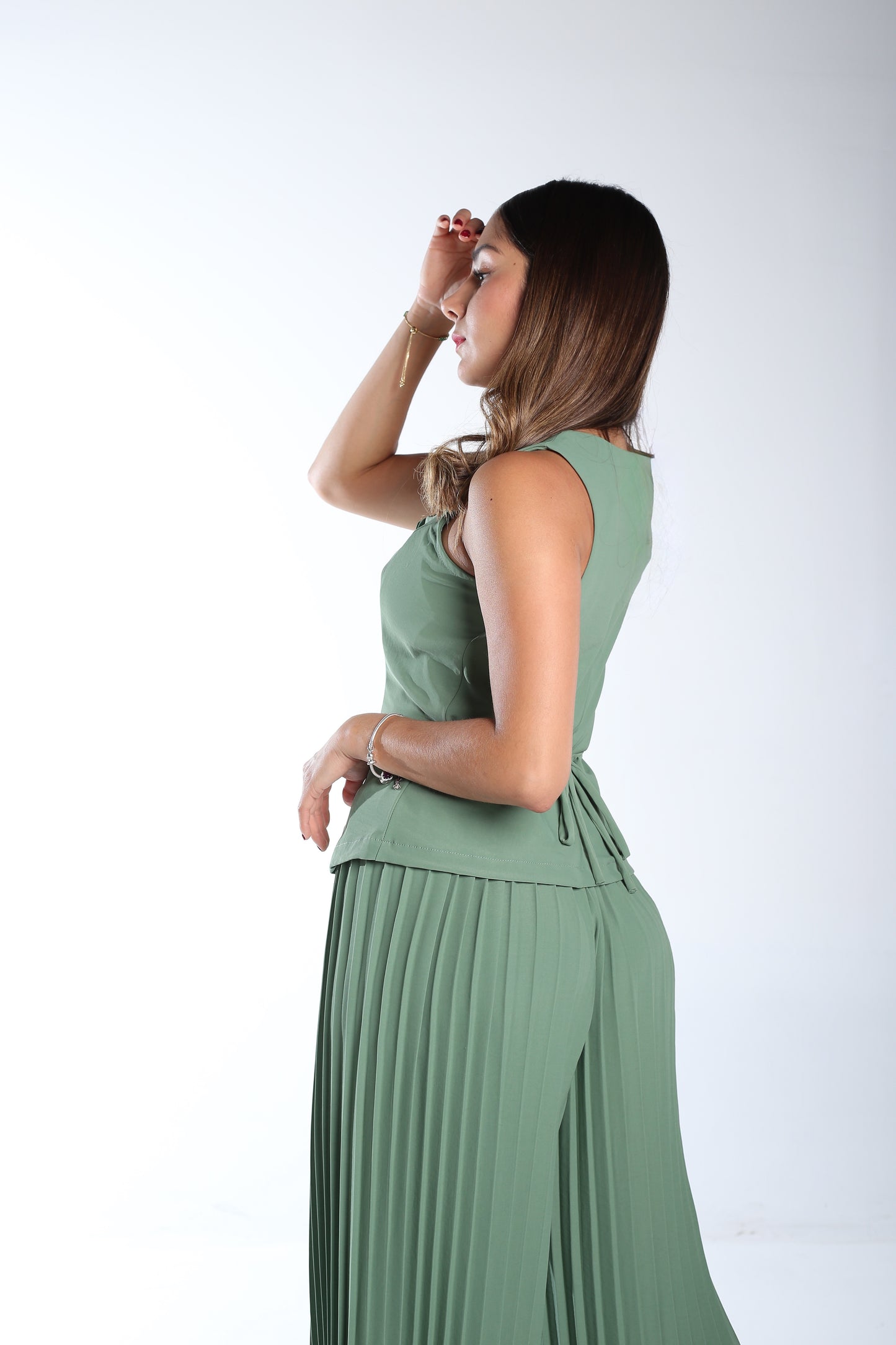 Conjunto verde plisado