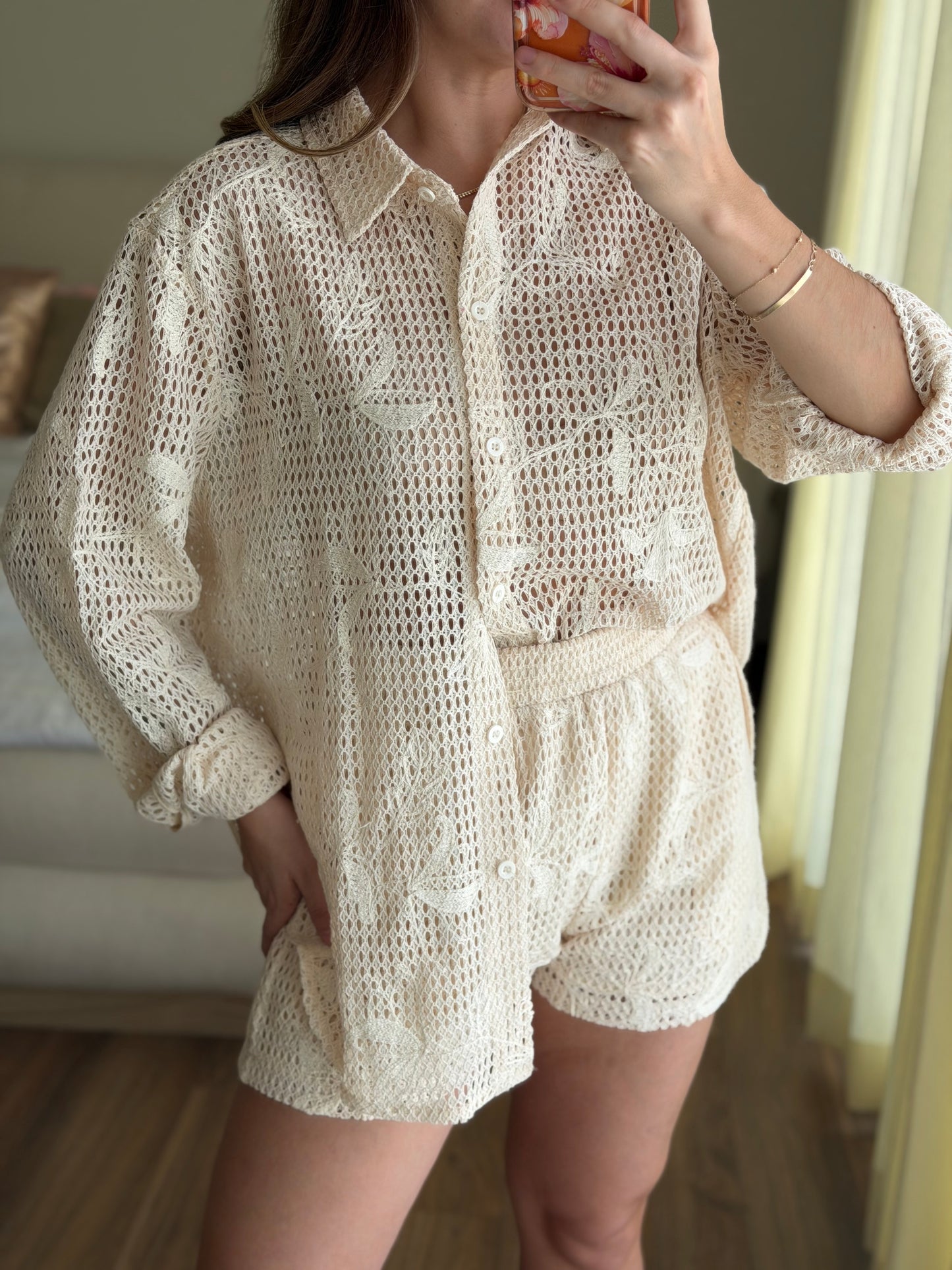 Conjunto beige de punto