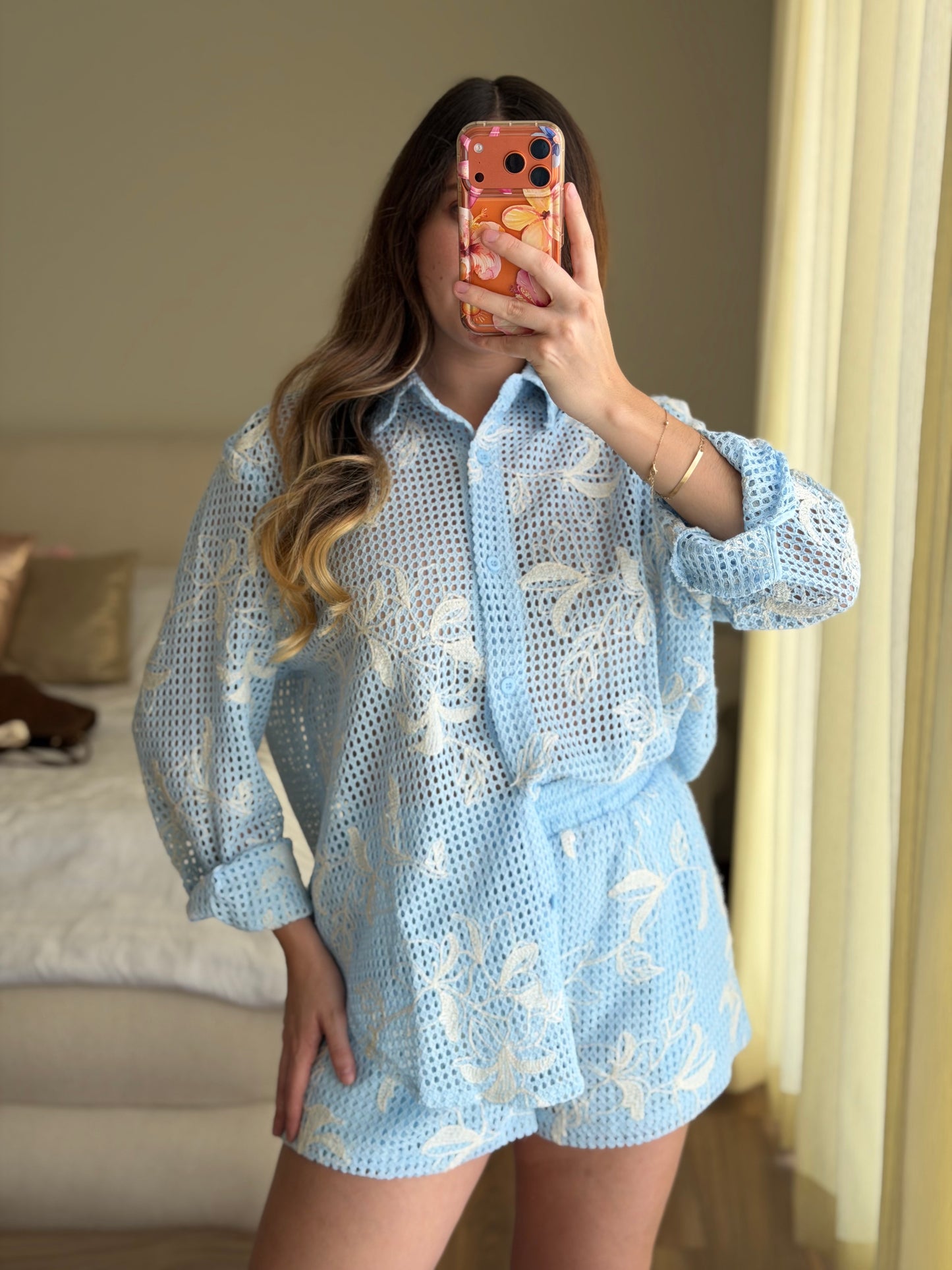 Conjunto azul cielo