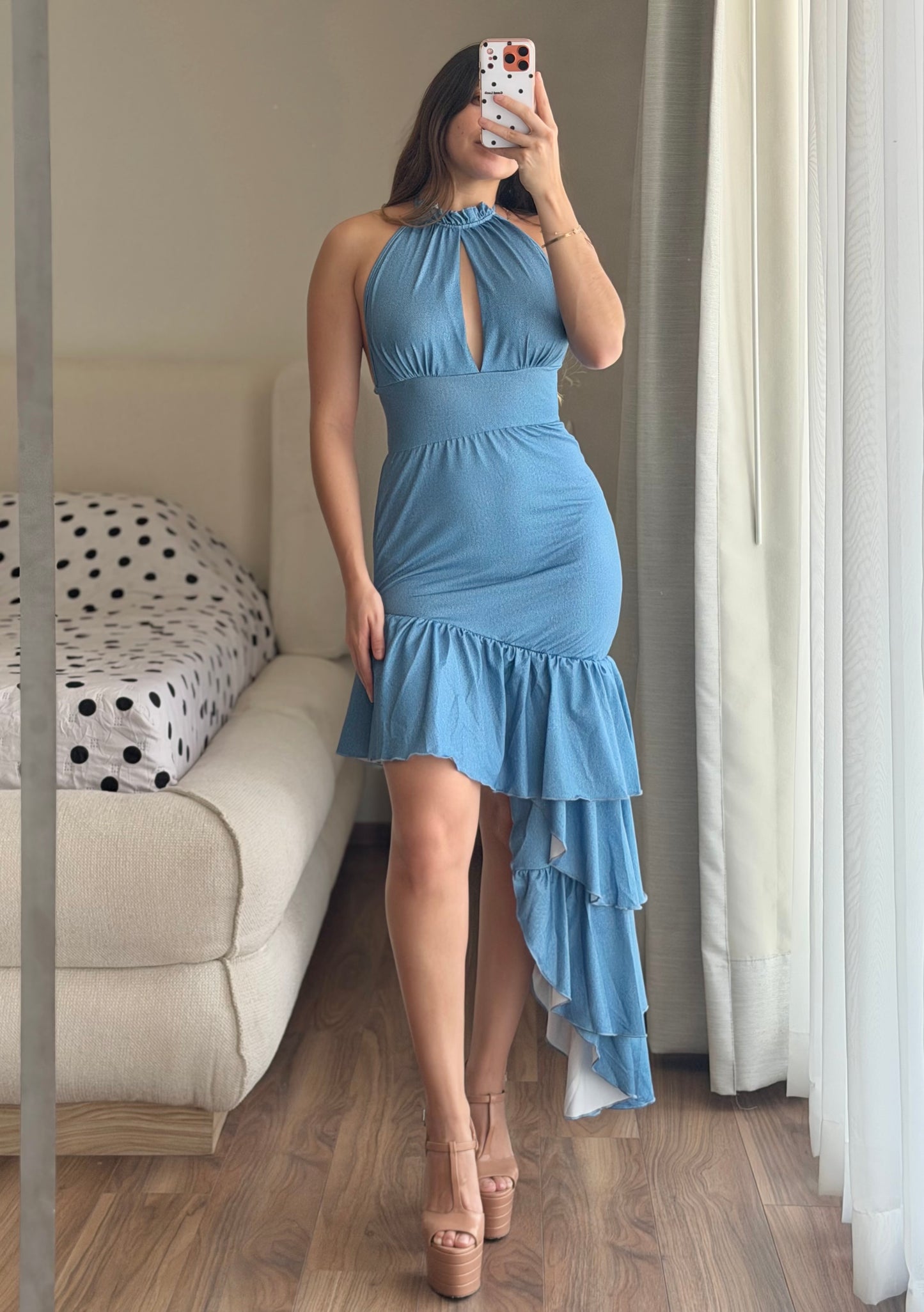 Vestido azul olanes