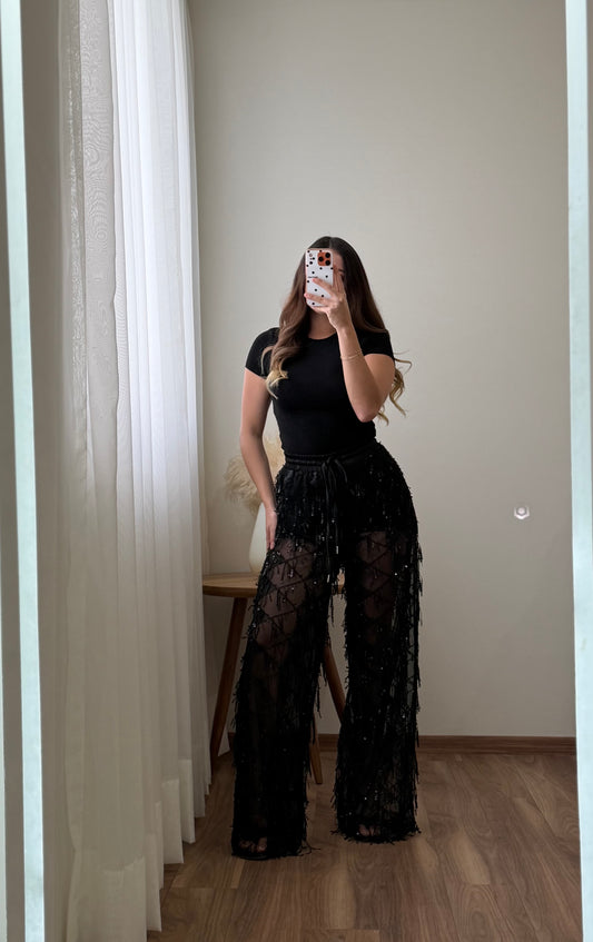 Pantalón brillos negro