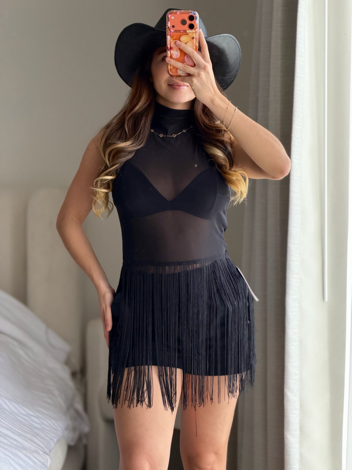 Blusa mesh tiras